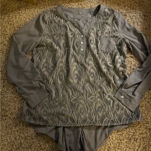 Grey blouse with lace and buttons size XXL